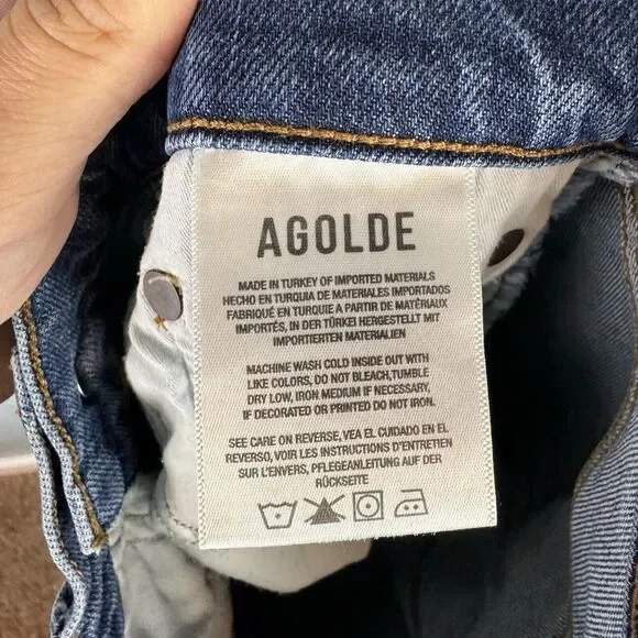 AGOLDE Toni Straight Ankle Jeans Women's Size 25 Distressed Raw Hem Medium Wash - Picture 4 of 10
